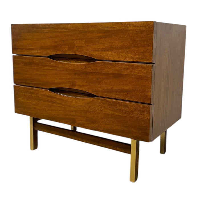 Vintage Mid Century Modern Dresser with Brass Finished Capped Wooden Legs from American of Martinsville