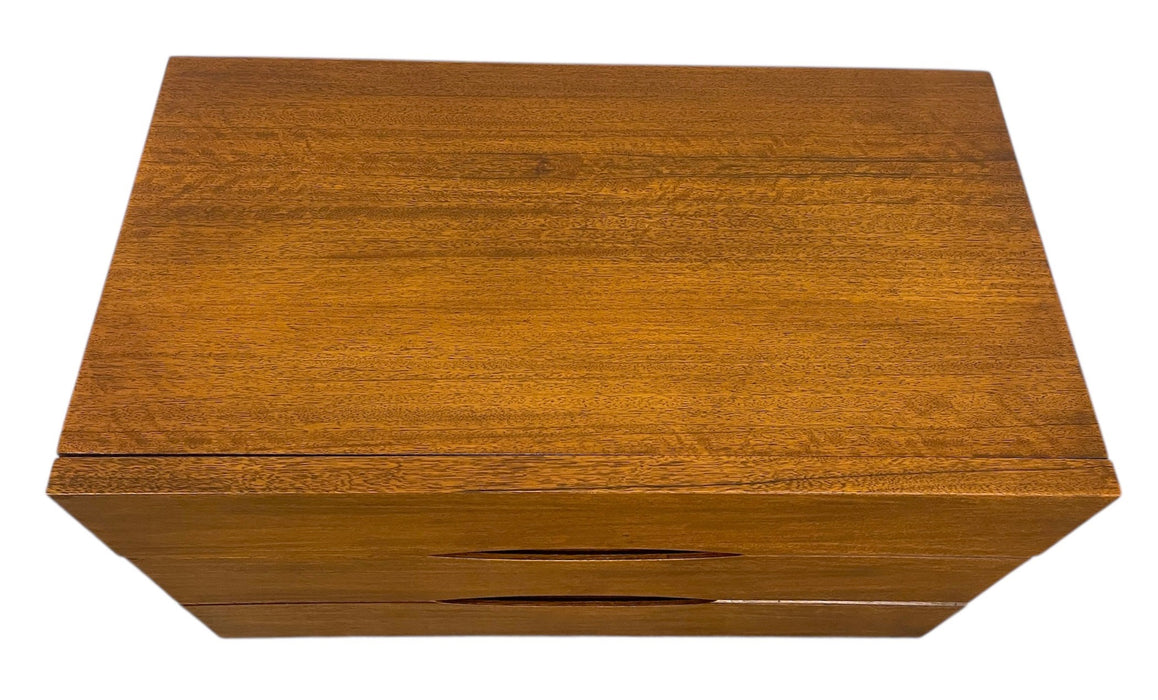 Vintage Mid Century Modern Dresser with Brass Finished Capped Wooden Legs from American of Martinsville