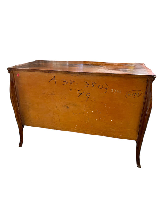 French Louis XV style BurlWood Bombe Commode and Matching Bedside Cabinet Set with Carved details