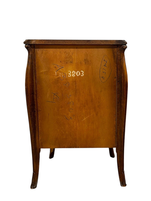 French Louis XV style BurlWood Bombe Commode and Matching Bedside Cabinet Set with Carved details