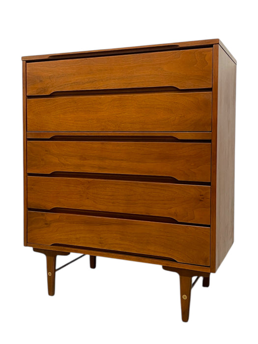 Vintage Mid Century Modern 4-Drawer Highboy Dresser by Stanley Furniture