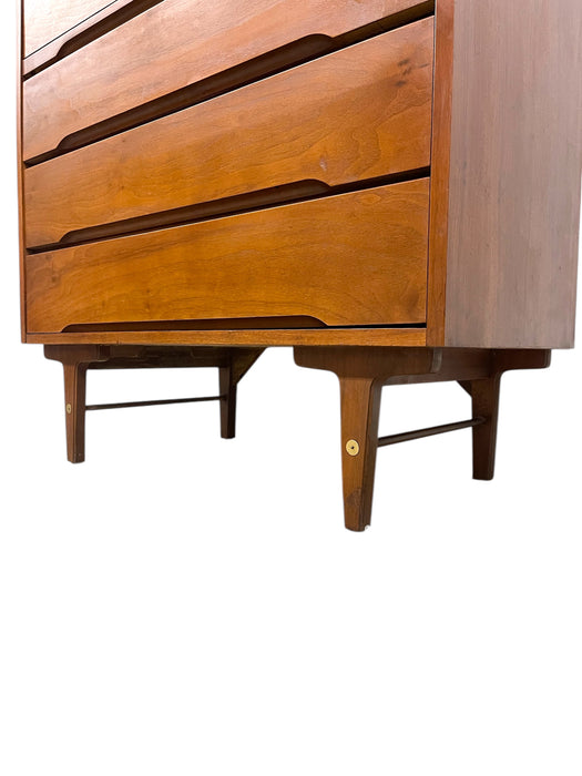Vintage Mid Century Modern 4-Drawer Highboy Dresser by Stanley Furniture