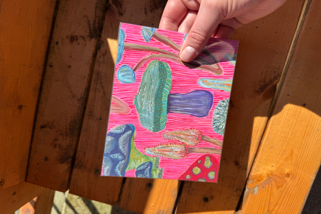 Fun Fungi - Limited Edition Fine Art Print - Pink Artwork - Nature Art for Home Decor