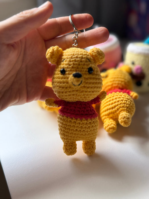 Winnie the pooh, amigurumi keychain,crochet winnie, winnie the pooh keyring,handmade key chain
