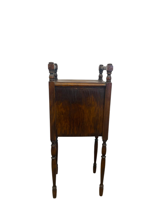 Likely Antique Edwardian Inlaid Possibly Mahogany Smoking Cabinet with Copper Interior