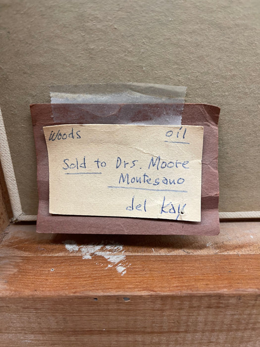 Mid-20th Century Oil Painting "Woods" by Del Kay - Pacific Northwest Forest Landscape