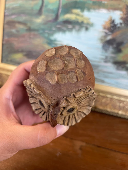 Mid-Century Handcrafted Studio Pottery Owl Sculpture with Textured Glaze