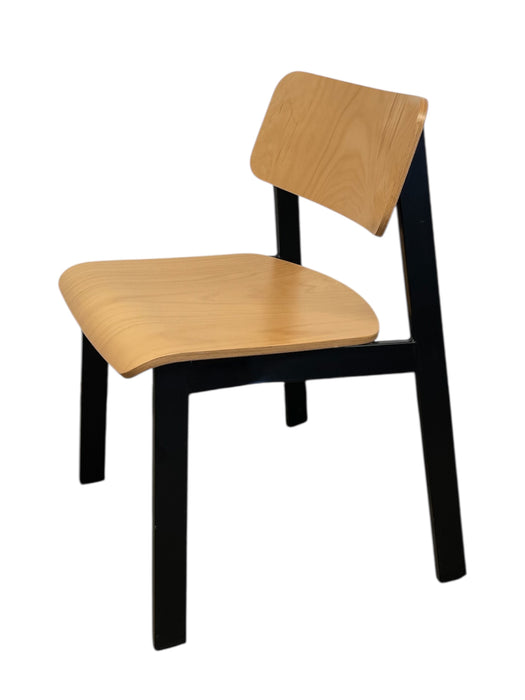 Mid-Century Modern Industrial Plywood and Black Metal Stacking Chair