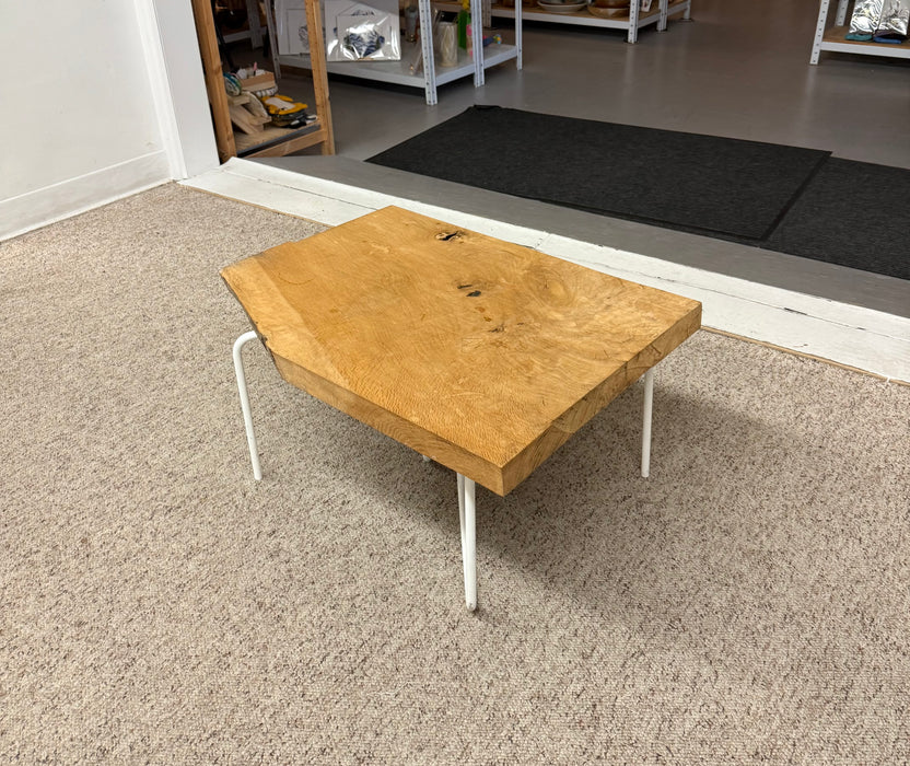 Mid Century Modern Style Coffee Table or Accent Table with Live Edge Solid Wood Top and Hairpin legs