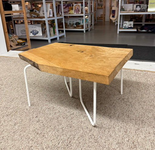 Mid Century Modern Style Coffee Table or Accent Table with Live Edge Solid Wood Top and Hairpin legs