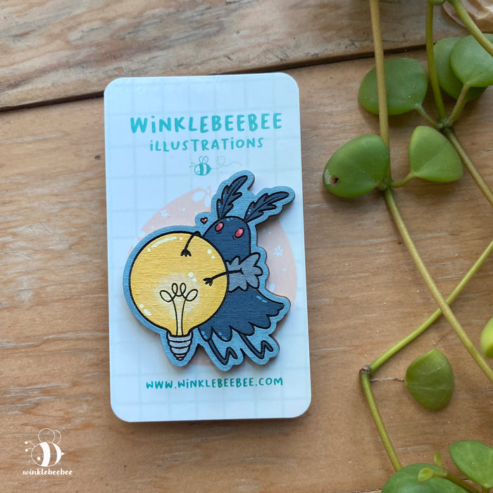 Mini Moth Man Pins - Laser Engraved Wood