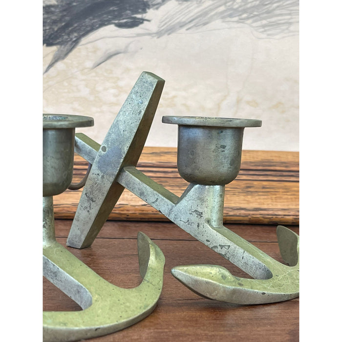 Pair of Metal Anchor wall Candle Holder
