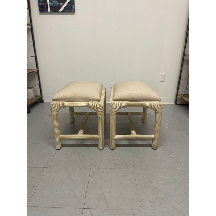Pair of Postmodern Pencil Reed Low Stools by American Drew