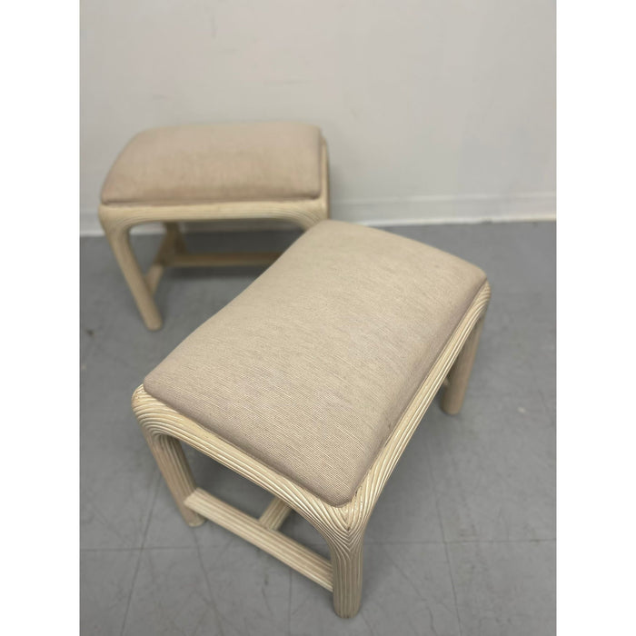 Pair of Postmodern Pencil Reed Low Stools by American Drew
