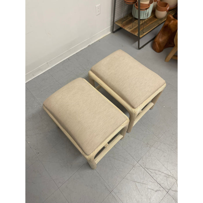 Pair of Postmodern Pencil Reed Low Stools by American Drew