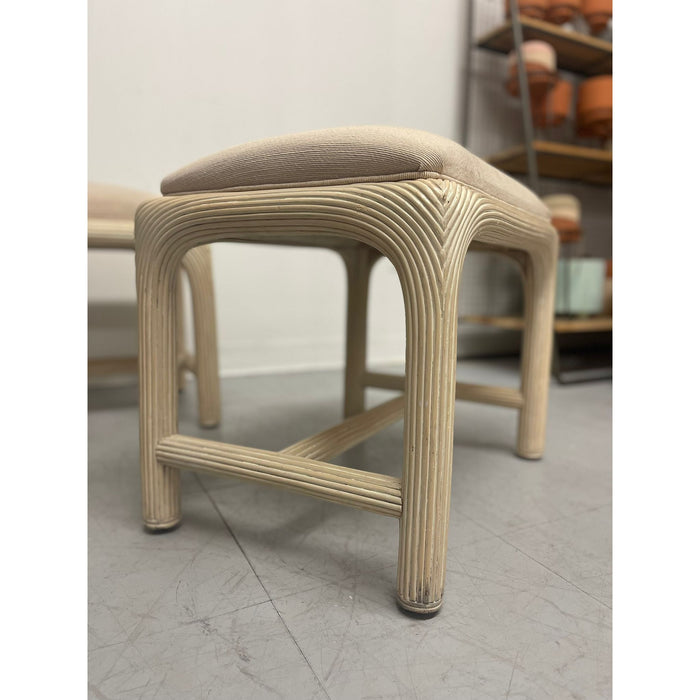 Pair of Postmodern Pencil Reed Low Stools by American Drew