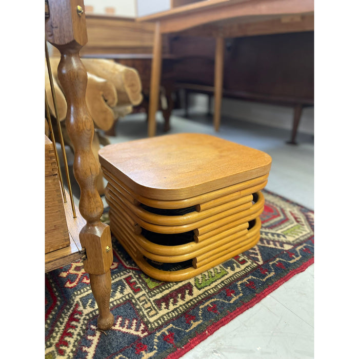 Pair of Vintage Paul Frankl Style Rattan Stools
