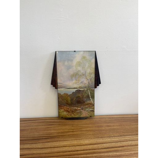 Peaceful Sheep Herding is Scene within Art Deco FramePossibly 30s with Vintage Hardware Dimensions 13 W ; 1 D ; 18 1/2 H