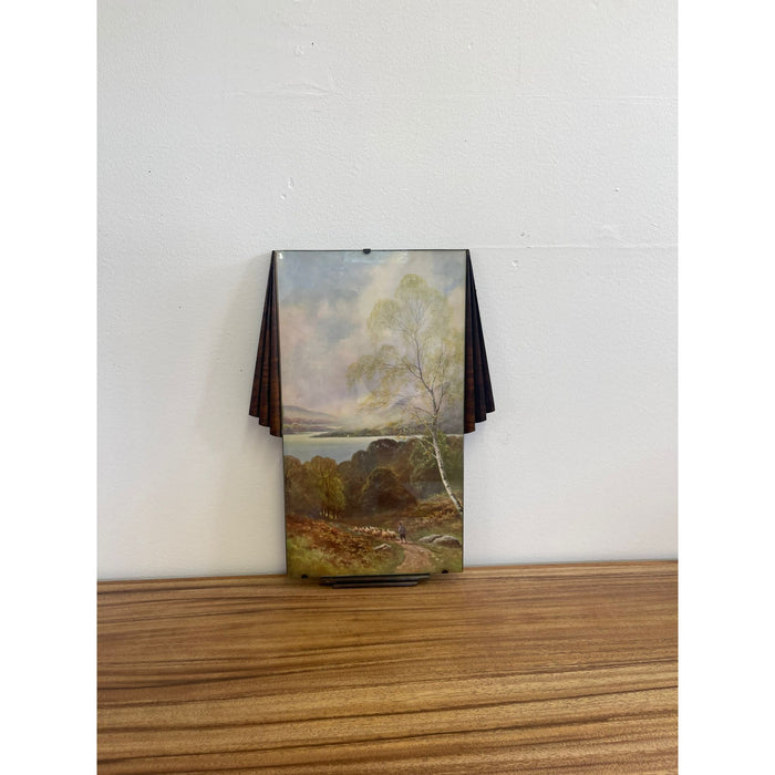 Peaceful Sheep Herding is Scene within Art Deco FramePossibly 30s with Vintage Hardware Dimensions 13 W ; 1 D ; 18 1/2 H