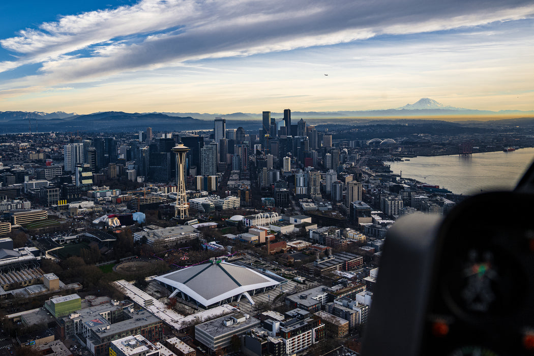 Seattle Aerial View Sunset