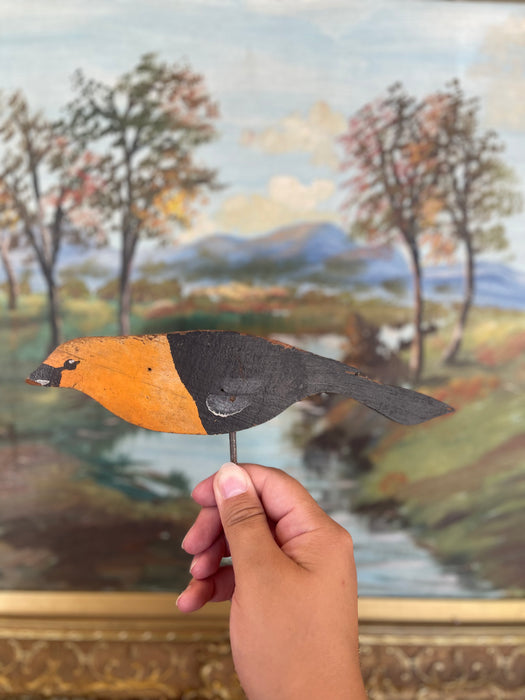 Set of 10 Mid-20th Century Hand-Painted Folk Art Mostly Wooden Bird Silhouettes on Metal Rods