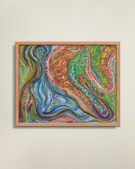 Sitting With Thoughts – Original Colorful Artwork, Large Framed Art for Home