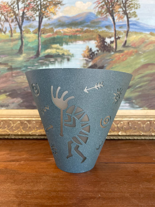 Southwestern Metal Wall Sconce with Kokopelli Cutout and Petroglyph Designs - Rustic Indoor or Covered Outdoor Lighting Fixture