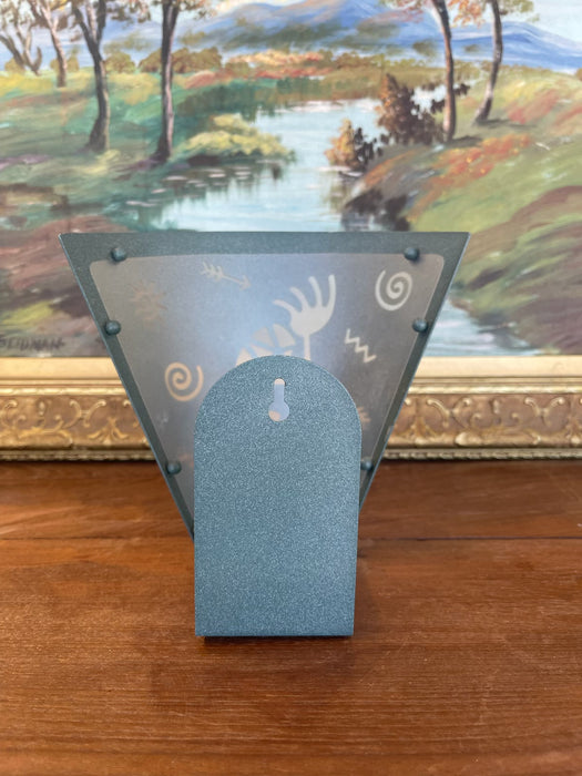 Southwestern Metal Wall Sconce with Kokopelli Cutout and Petroglyph Designs - Rustic Indoor or Covered Outdoor Lighting Fixture