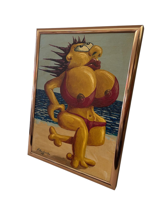 Surrealist Figurative Beach Scene Painting by H. Nordeman, 1994