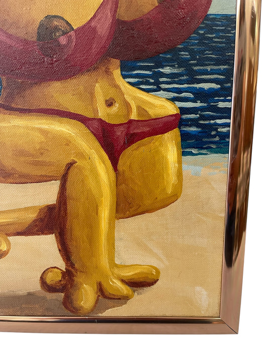 Surrealist Figurative Beach Scene Painting by H. Nordeman, 1994