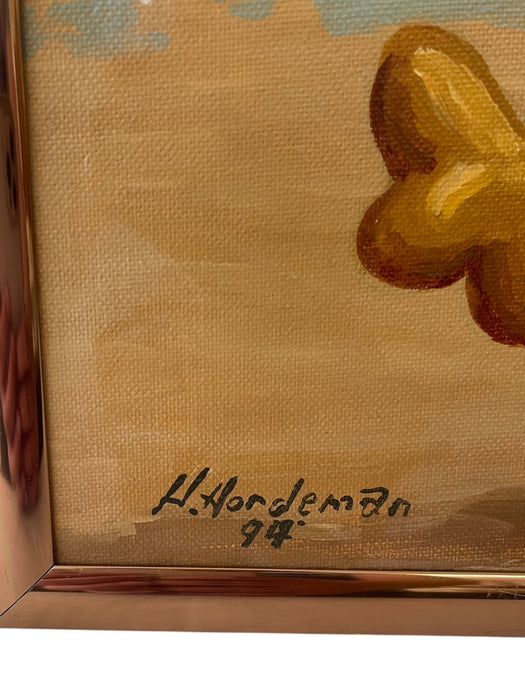 Surrealist Figurative Beach Scene Painting by H. Nordeman, 1994