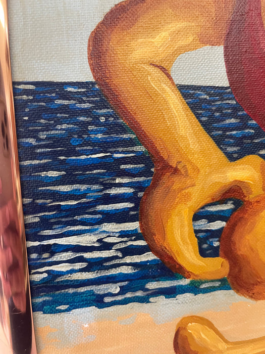 Surrealist Figurative Beach Scene Painting by H. Nordeman, 1994