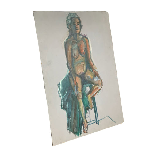 Vintage Abstract Nude Woman Figure Drawing on Board