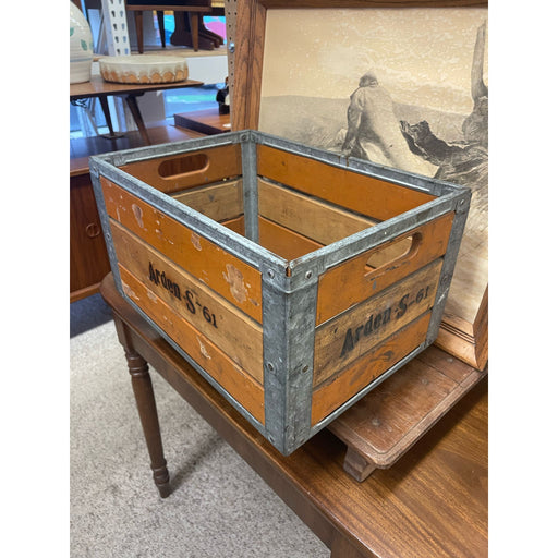 Vintage Arden Company Milk. Crane Wood and Metal Storage Box.