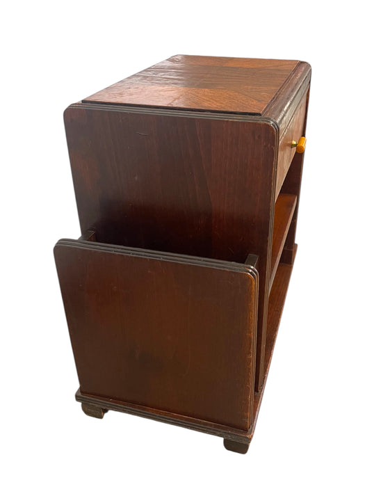Vintage Art Deco End Table with Attached Dual Magazine Racks