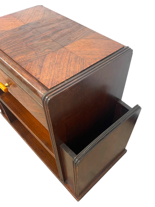 Vintage Art Deco End Table with Attached Dual Magazine Racks