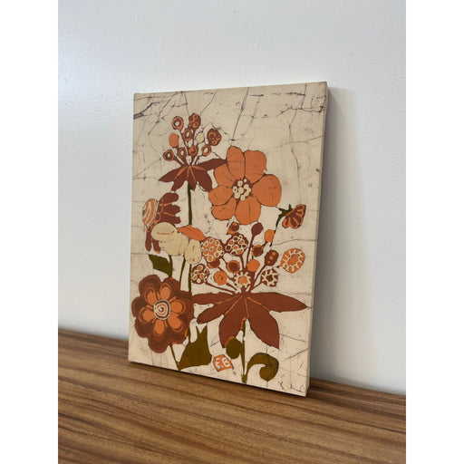 Vintage Batik Abstract Floral Artwork by Elisabeth Bernath