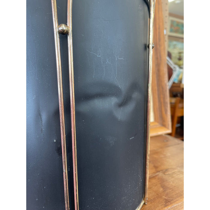 Vintage Black Trash Bin With Gold Toned Accents