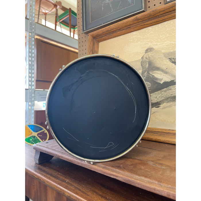 Vintage Black Trash Bin With Gold Toned Accents