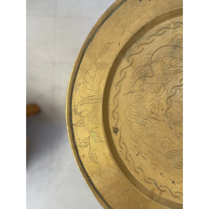Vintage Brass Top Table With Foldable Base