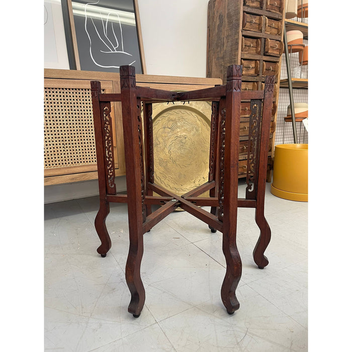 Vintage Brass Top Table With Foldable Base