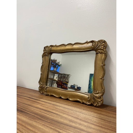 Vintage Carved Wood Framed Wall Mirror with Ornate Detailing