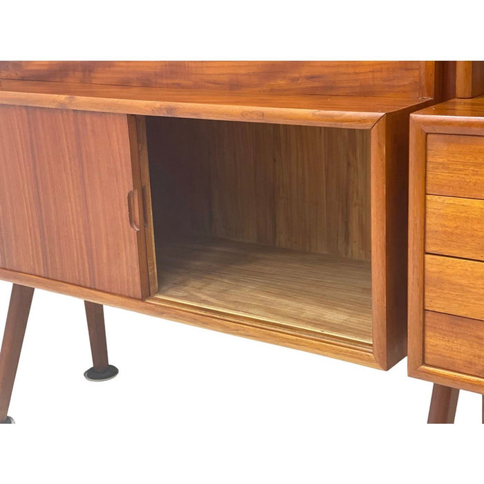 Vintage Danish Imported Mid Century Standalone Bookcase or Bookshelf With Writing Desk or Bar Top