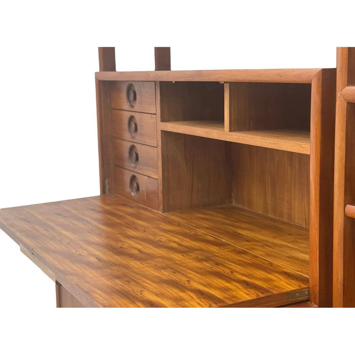 Vintage Danish Imported Mid Century Standalone Bookcase or Bookshelf With Writing Desk or Bar Top