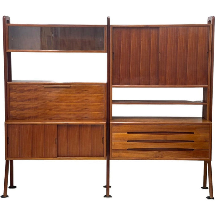 Vintage Danish Imported Mid Century Standalone Bookcase or Bookshelf With Writing Desk or Bar Top