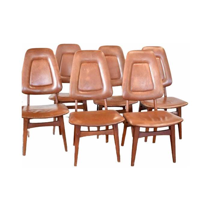 Vintage Danish Mid Century Modern Dining Chair Set (Six). Made in Denmark. (Available by Online Purchase Only)