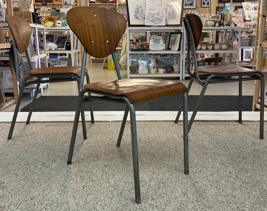 Vintage Danish Modern Chairs With Metal Frame. Set of 4.