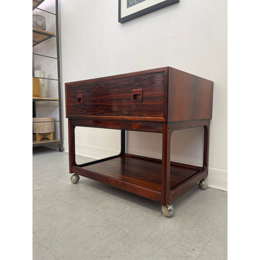 Vintage Danish Modern Rosewood Side Table on Casters. Uk Import
