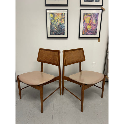 Vintage Danish Modern Style Pair of Rattan Chairs