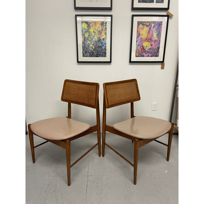 Vintage Danish Modern Style Pair of Rattan Chairs